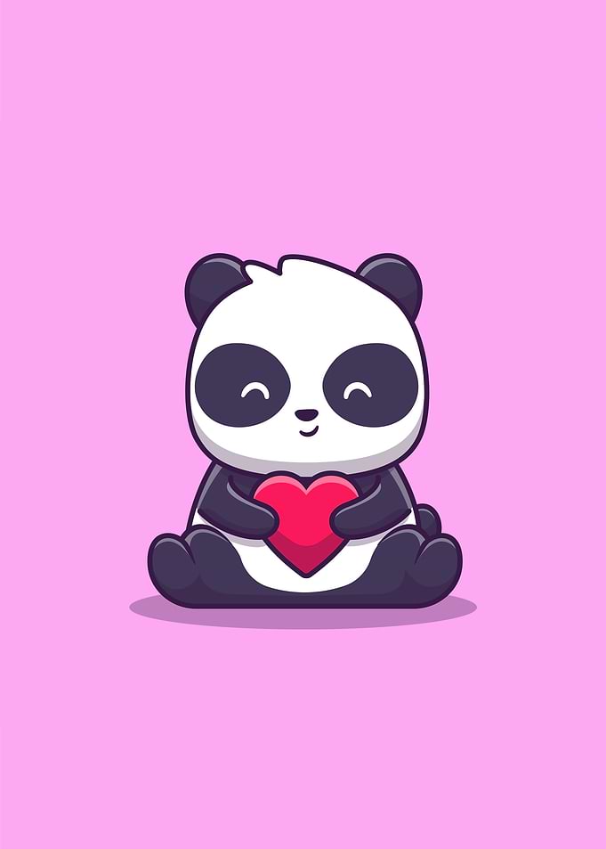 Cute Panda Holding Love