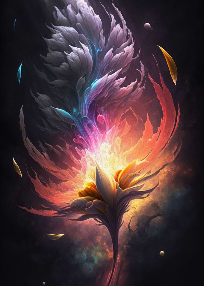 Fire Flower Neon Space
