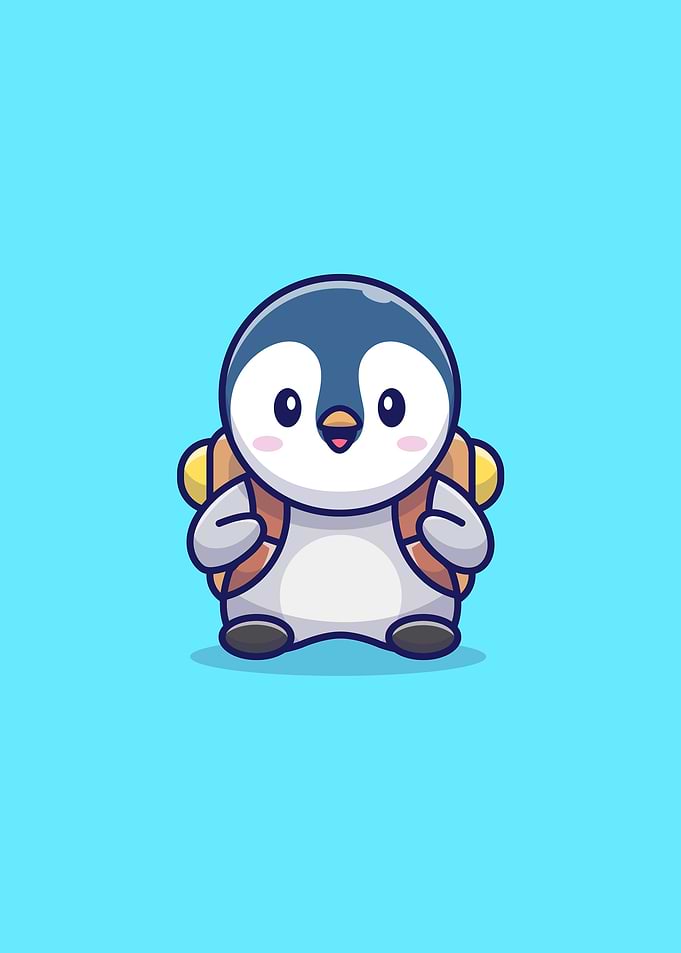 Cute Penguin With Backpack