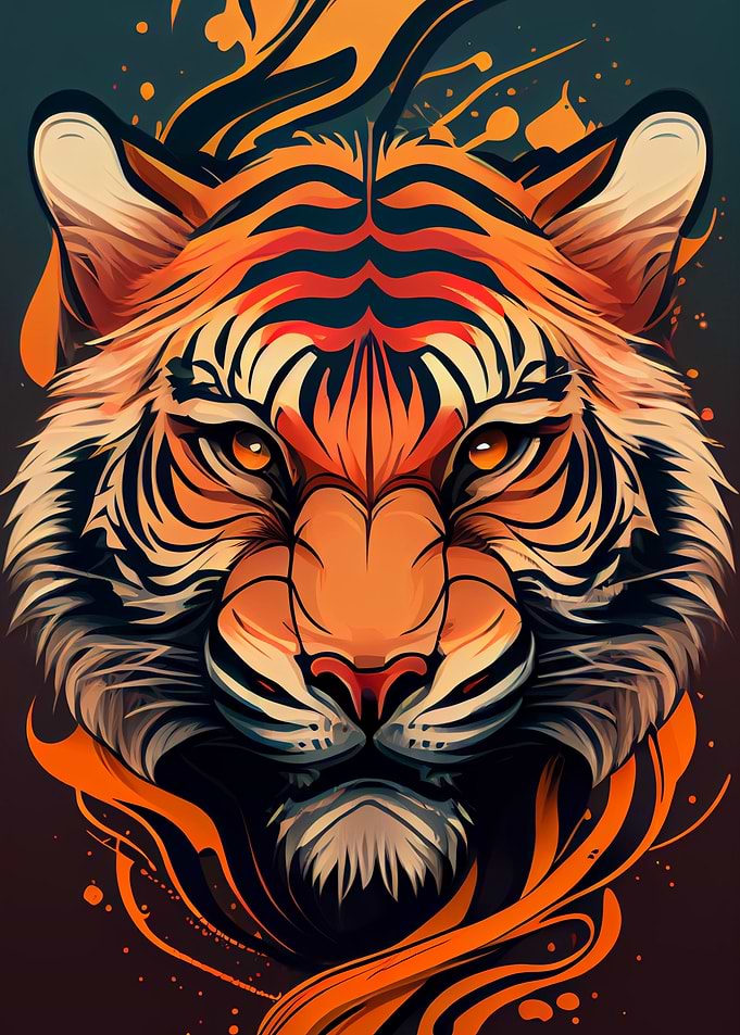 Tiger Animal Head Cartoon