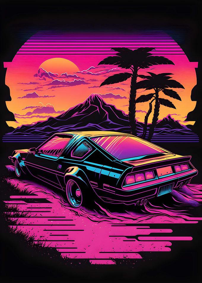 Retro Car by Sunset