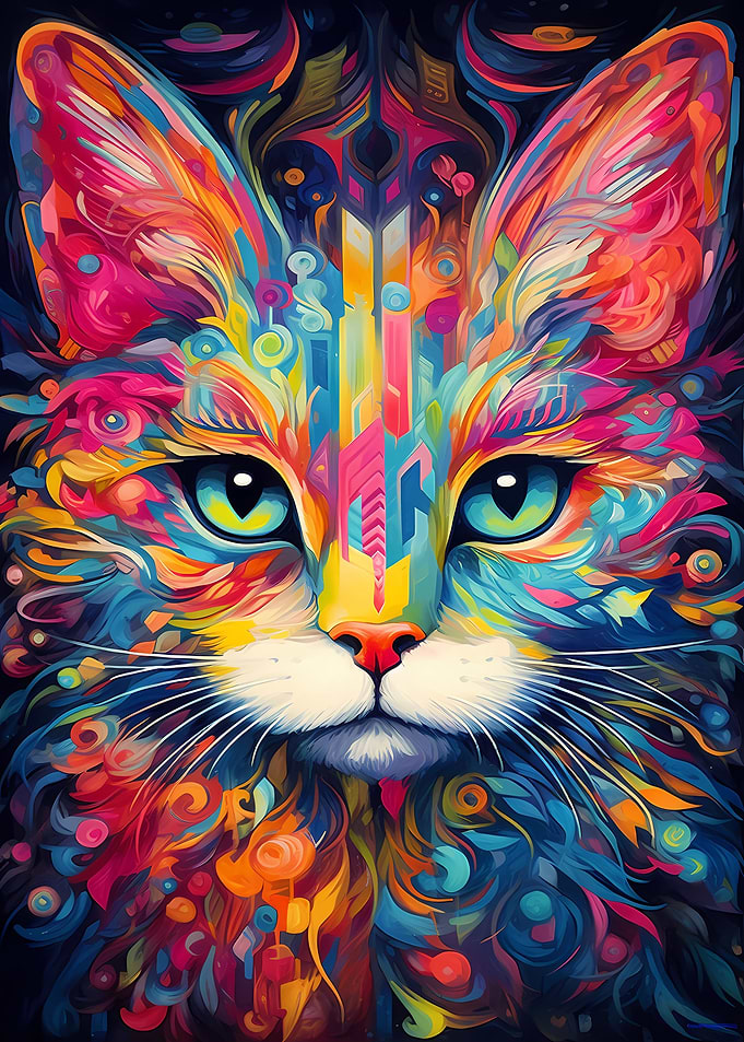 Psychedelic Cat Abstract C