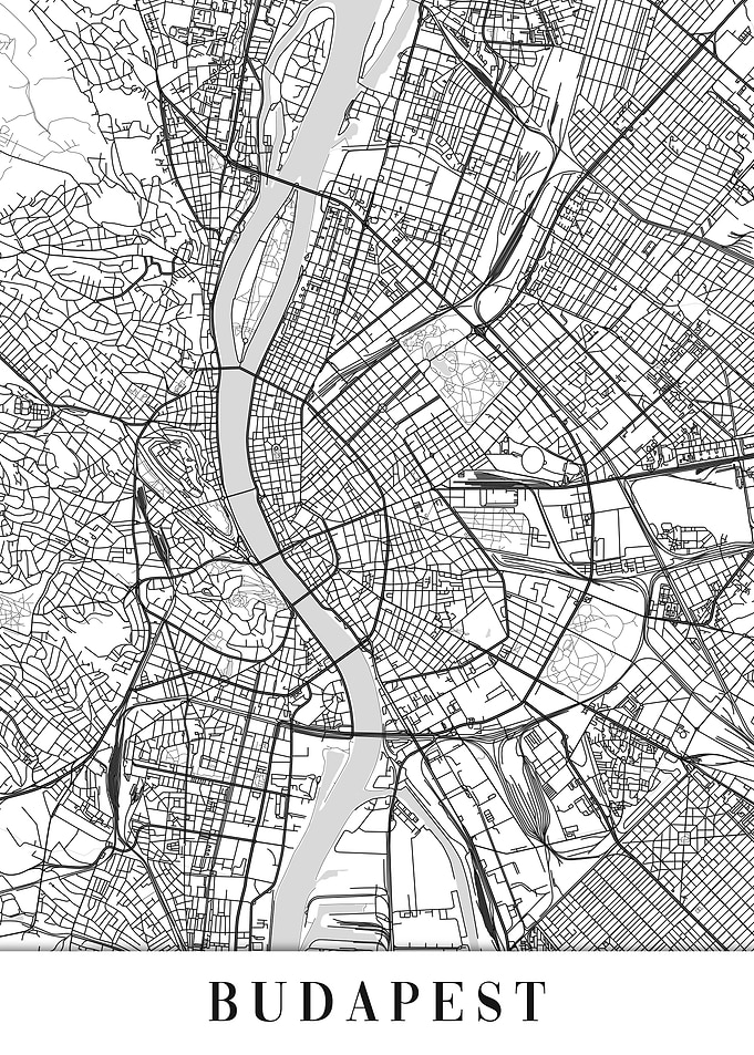 Budapest White Map