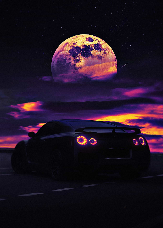 Car and Moon