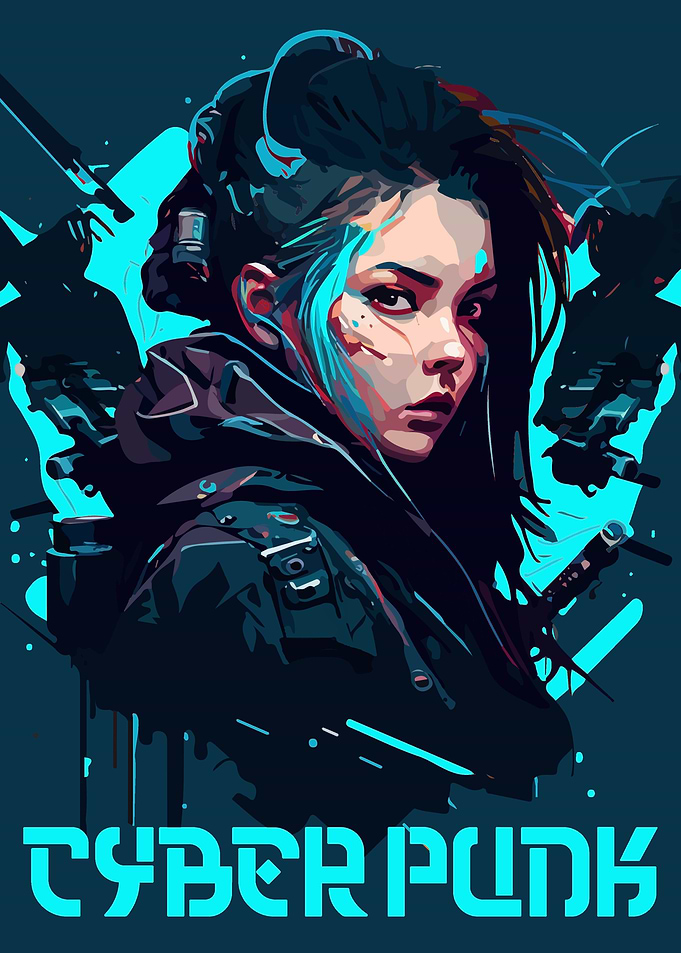 Blue Modern Samurai Girl