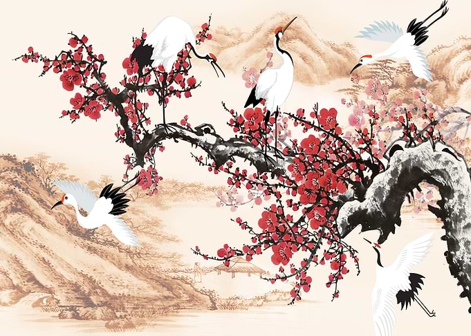 Birds on Cherry blossom