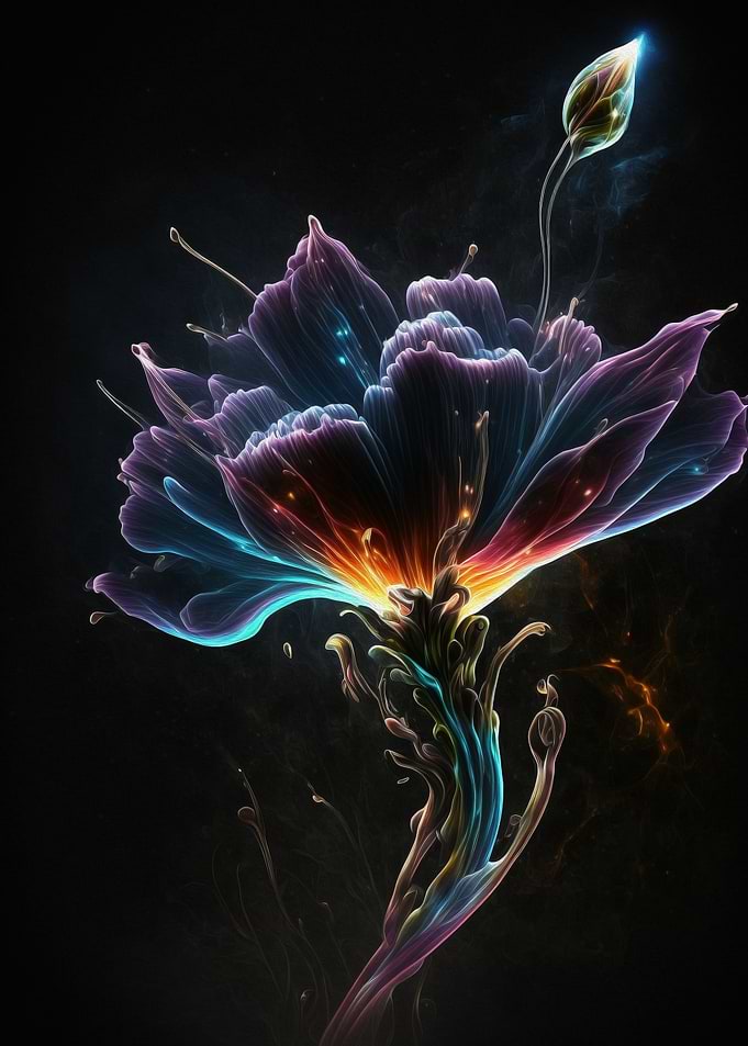 Floral Oil Painting Neon