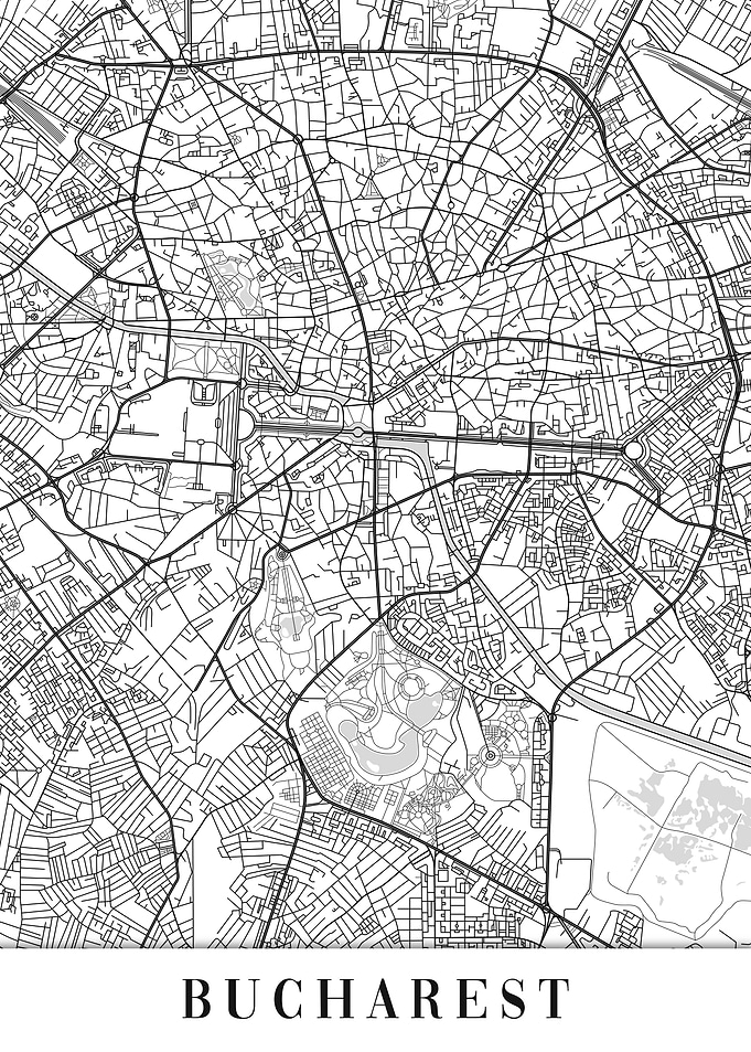 Bucharest White Map