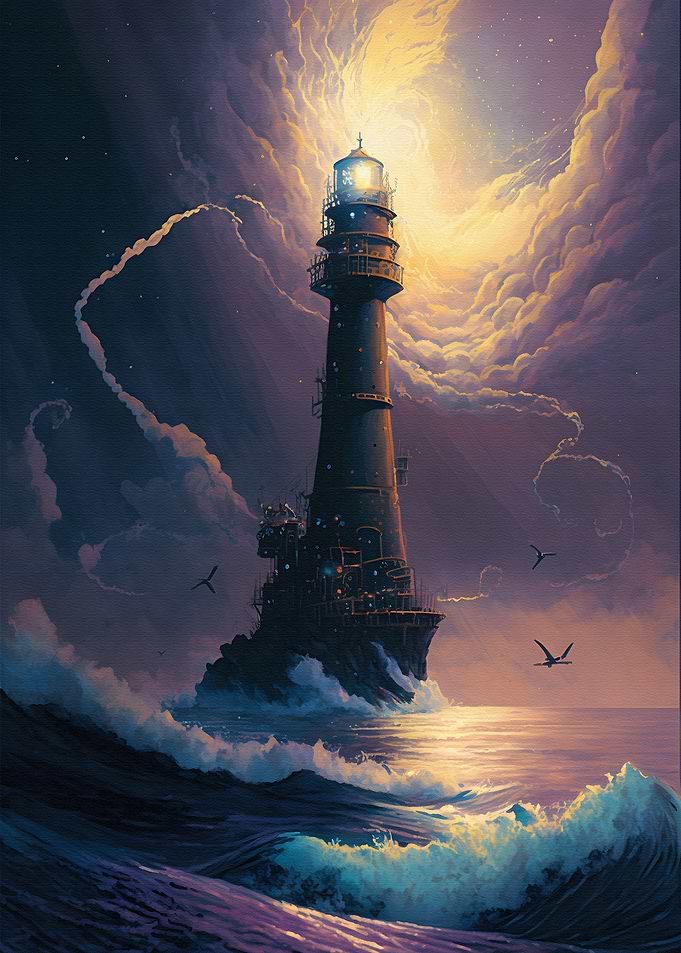 Lighthouse against dark