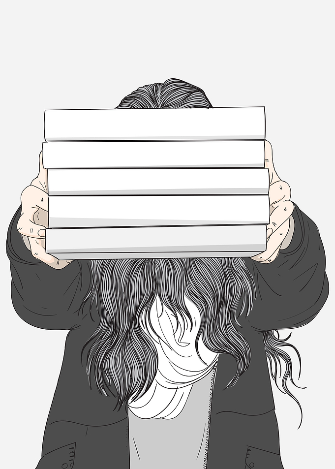 Long Hair Girl Hold a Book