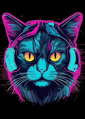 Violet Neon Cat Poster