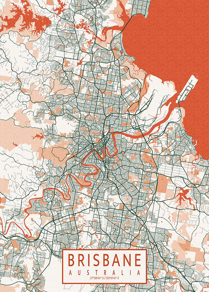 Brisbane City Map Bohemian