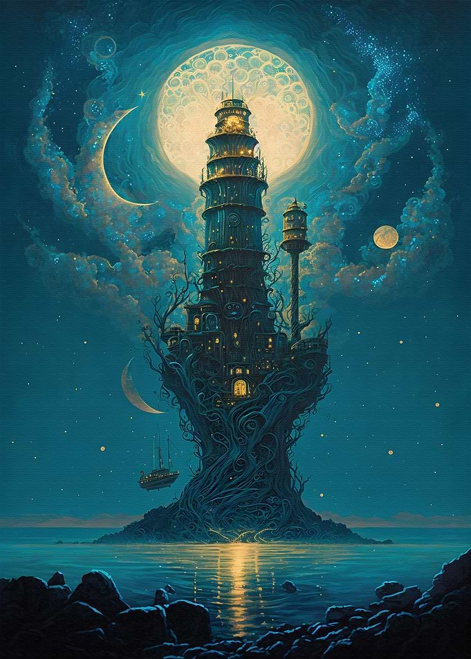 Lighthouse against dark