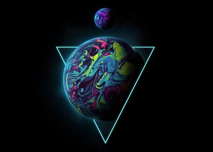 planet neon triangle space