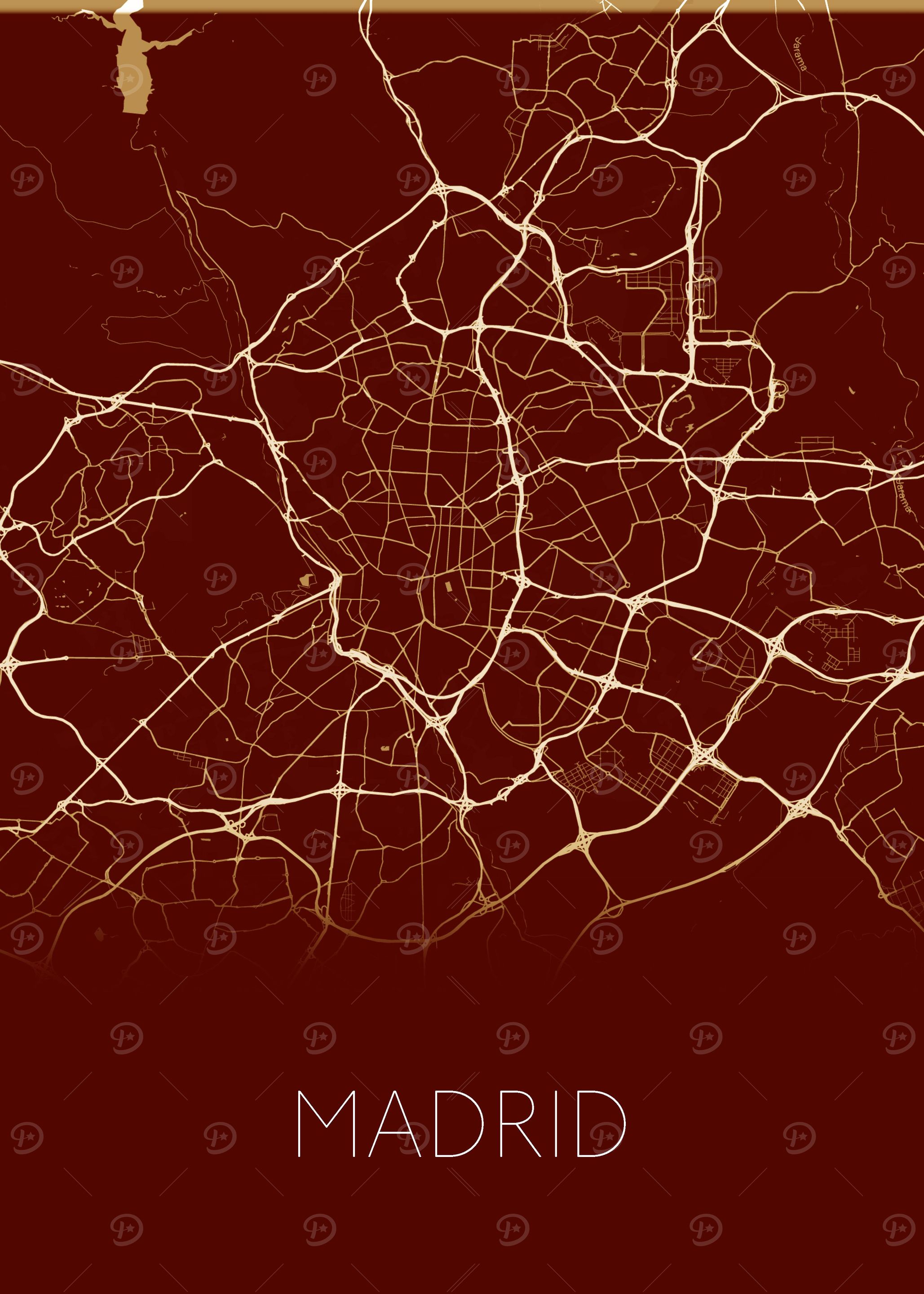 Madrid red city map