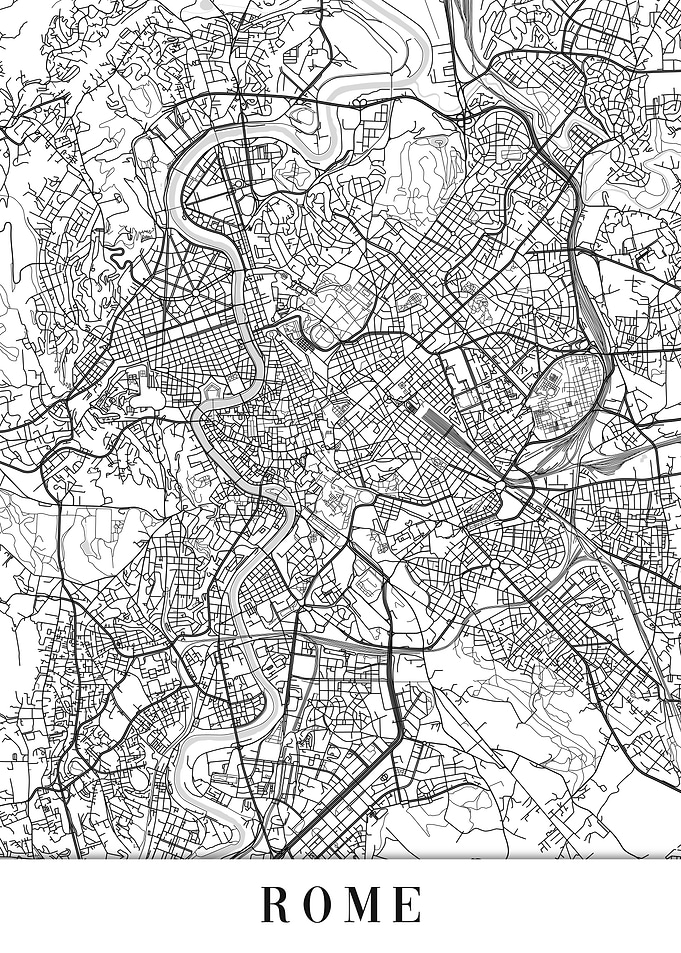 Rome White Map