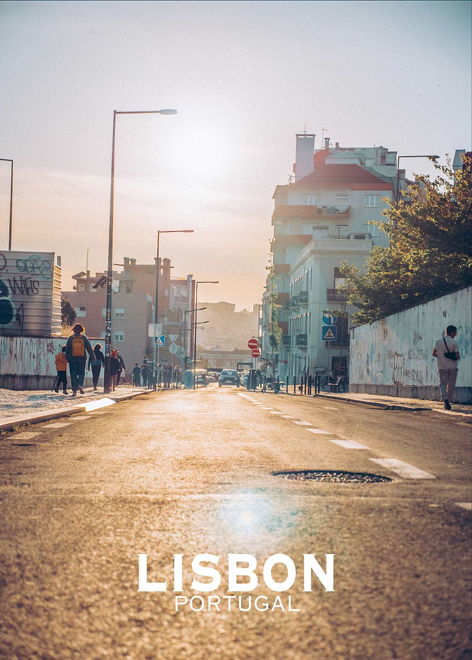 Lisbon street lowering sun