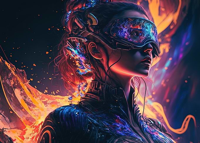 Futuristic young women