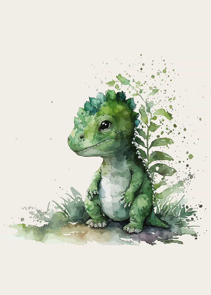 Dinosaurs in watercolor