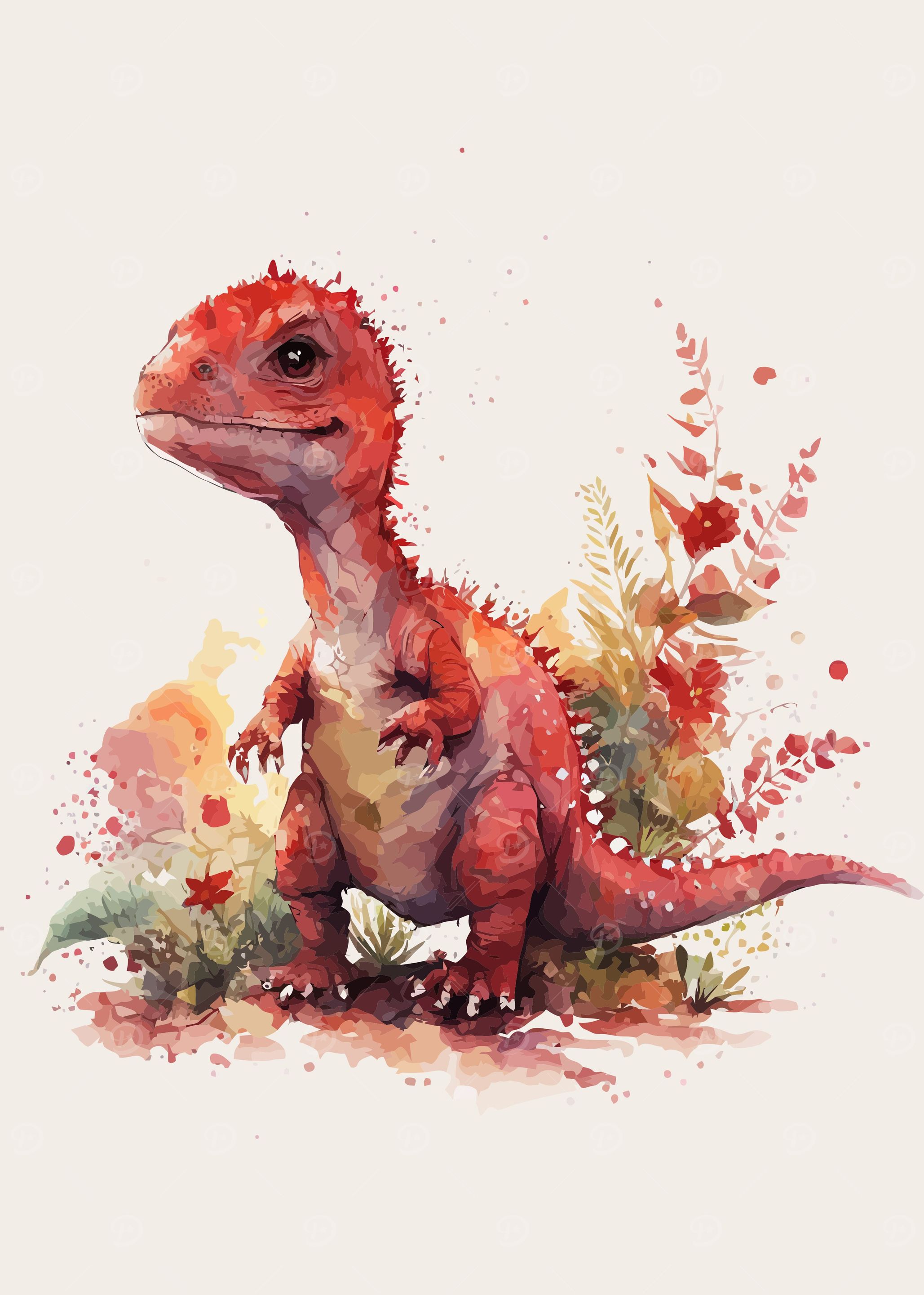 Dinosaurs in watercolor
