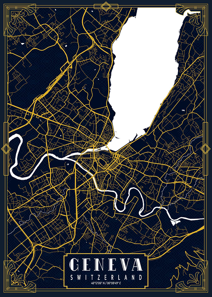 Geneva City Map Gold