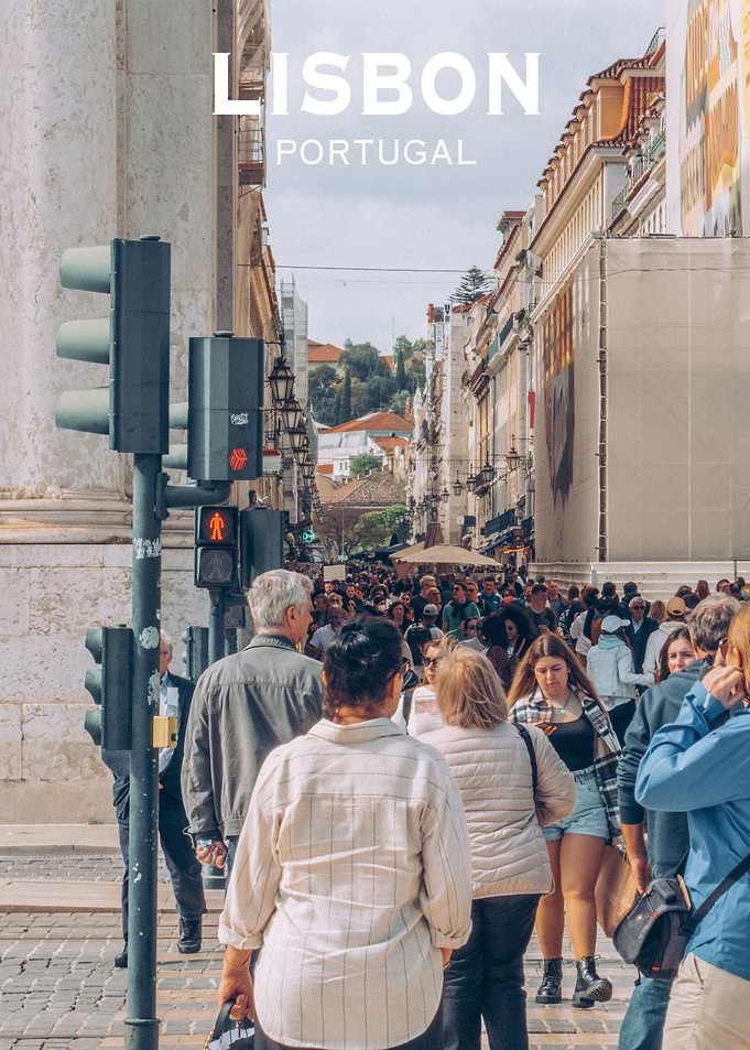 Lisbon busy walking street