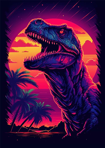 Dinosaur Retro Sunset Sun