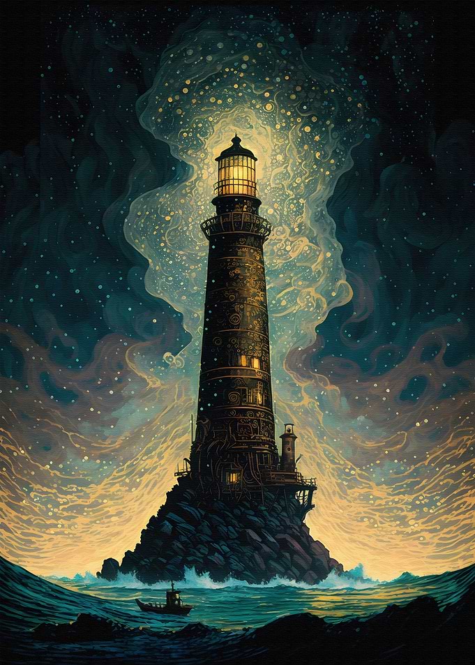 Lighthouse against dark