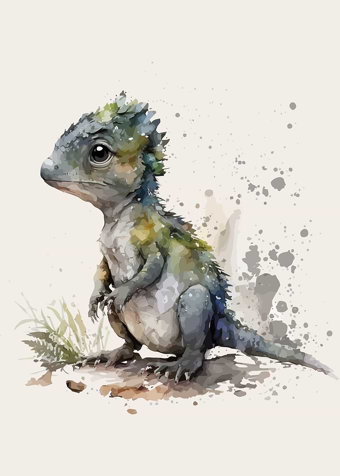 Dinosaurs in watercolor