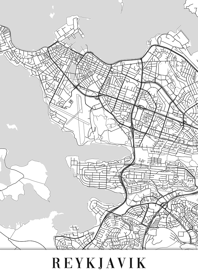 Reykjavik White Map