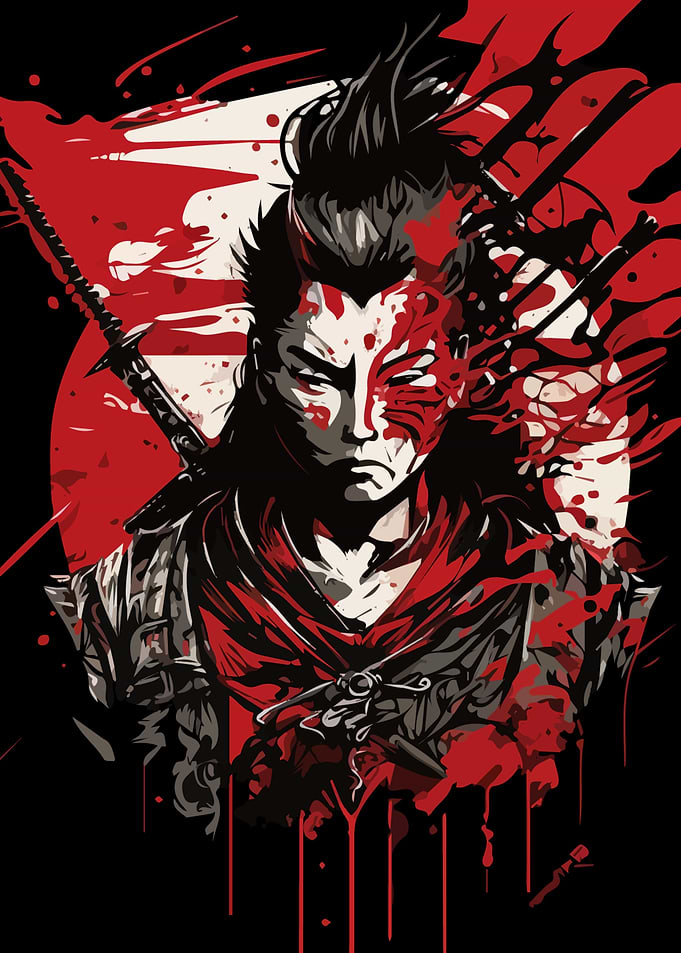 Red and Black Samurai Man