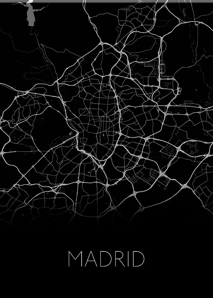 Madrid black City map