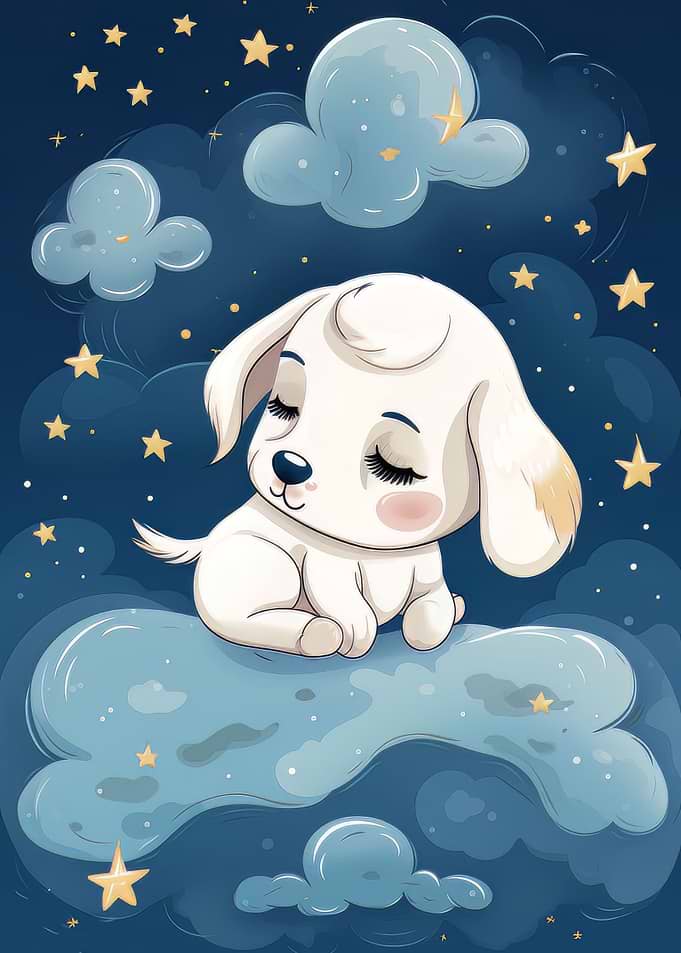 Puppy Sleeps in the Clouds