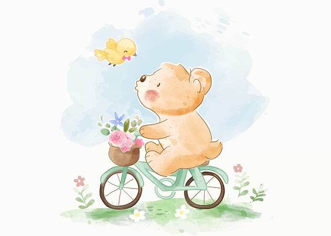 Bear riding bicycle