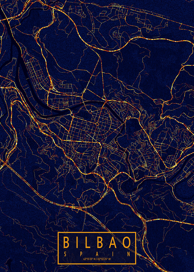 Bilbao Map City At Night