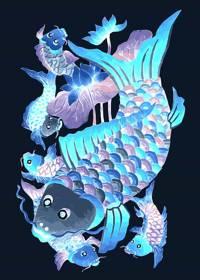 koi fish japan watercolor