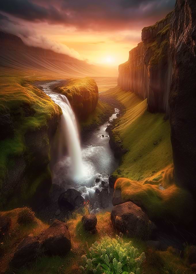 Waterfalls Sunset