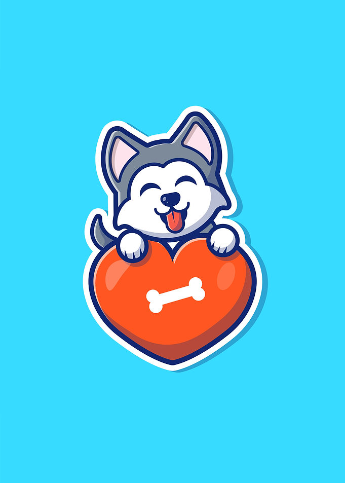 Husky Dog Love Cartoon