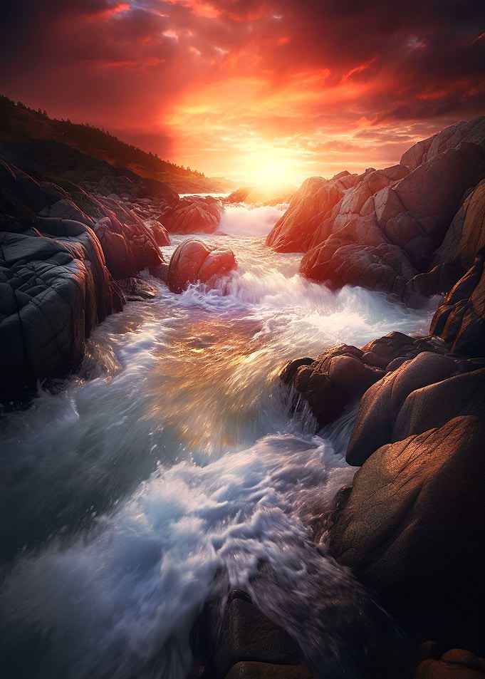 Sunset waterfall