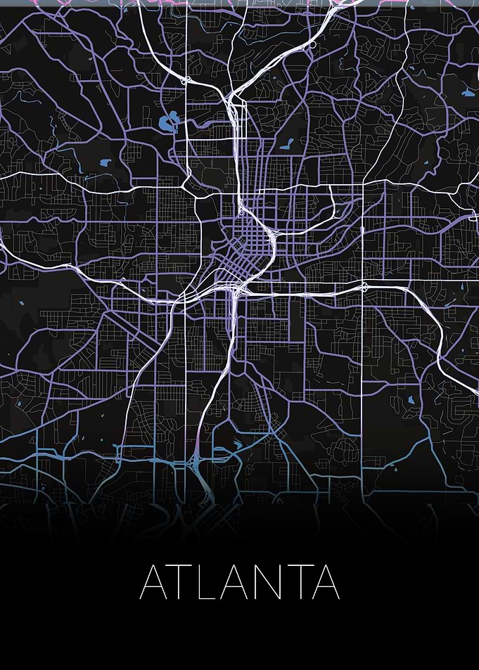Atlanta black purple map