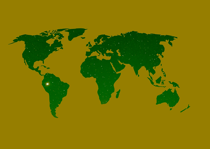 World map green yellow