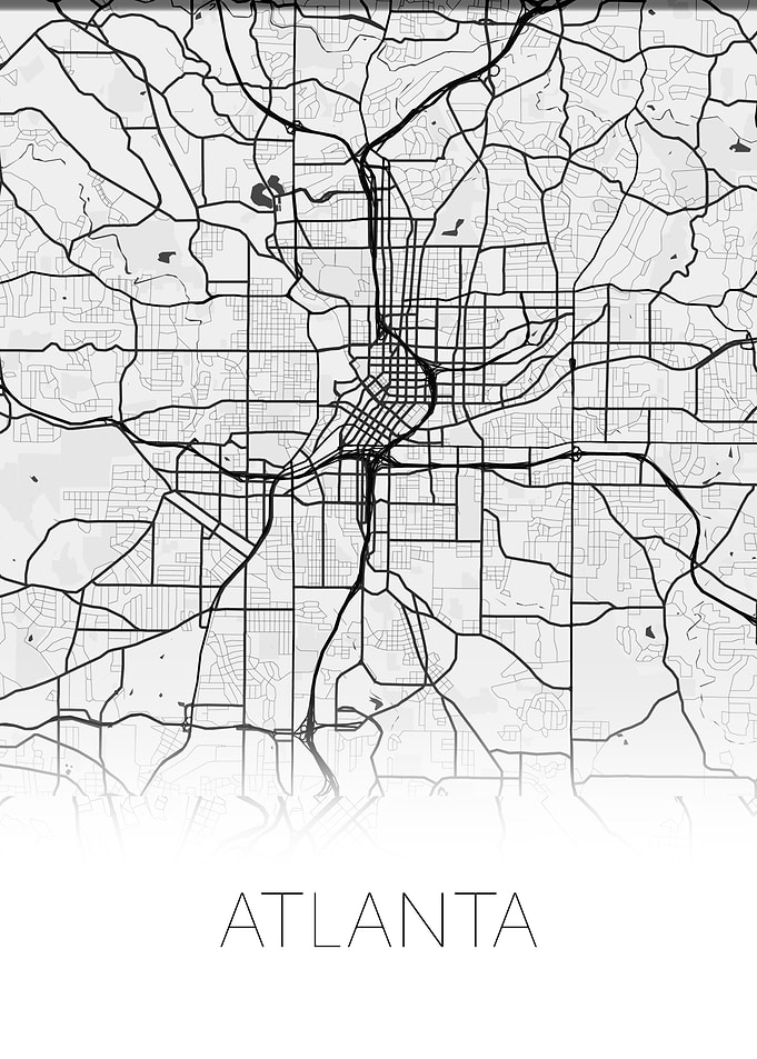Atlanta US white black map