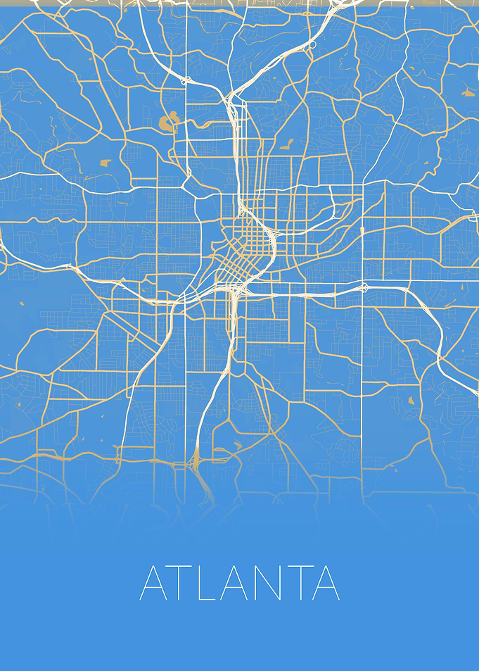 Atlanta US blue city map