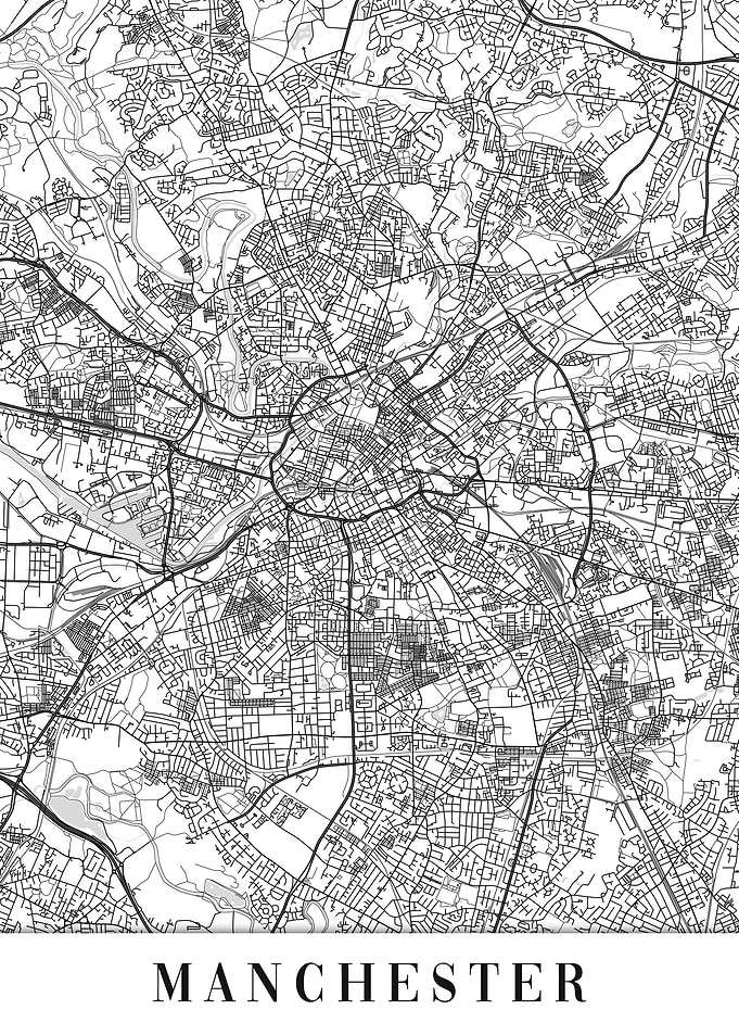 Manchester White Map