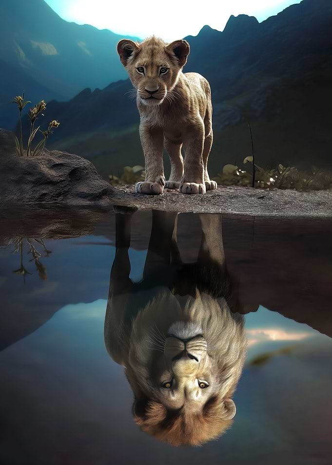 The Lion Cub Reflection