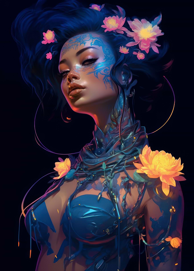 Floral Cyberpunk Girl