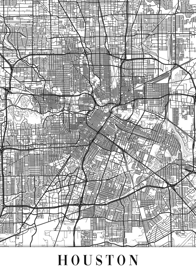 Houston White Map