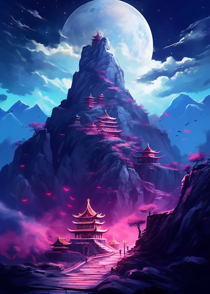 Neon Japan Mountain