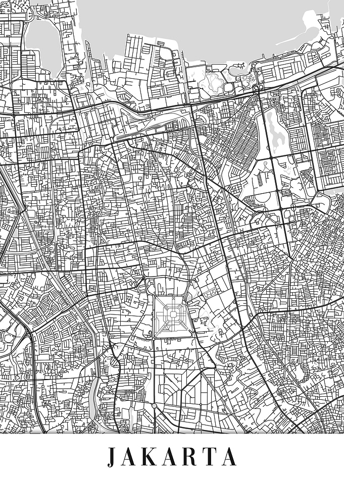 Jakarta White Map
