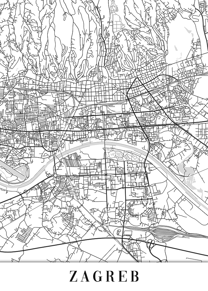 Zagreb White Map